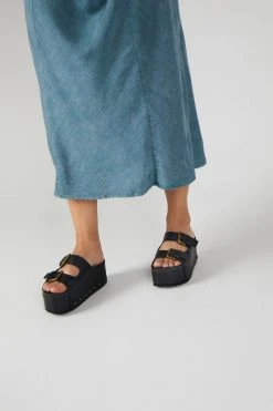 Intentionally Blank COOPER-2 PLATFORM SANDAL Black Leather