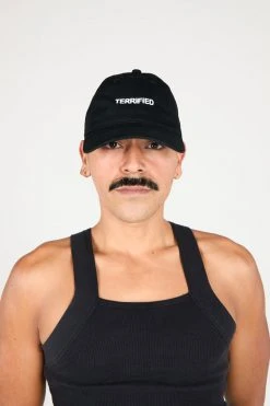 Intentionally Blank TERRIFIED Dad Cap Black White