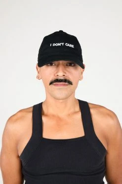 Intentionally Blank I DON'T CARE Dad Cap Black White ACCESSORIES