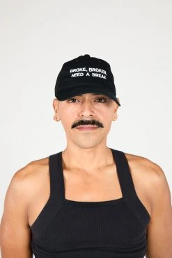 Intentionally Blank BROKE, BROKEN, NEED A BREAK Dad Cap Black White