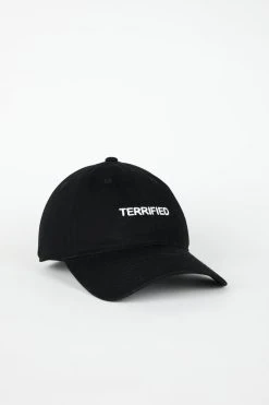 Intentionally Blank TERRIFIED Dad Cap Black White