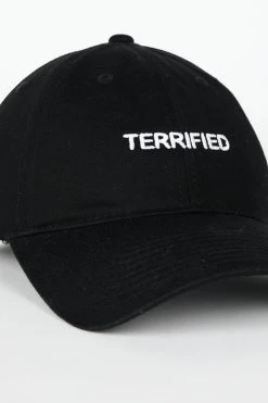 Intentionally Blank TERRIFIED Dad Cap Black White