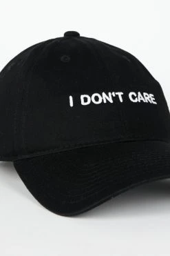 Intentionally Blank I DON'T CARE Dad Cap Black White ACCESSORIES