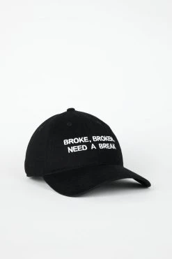 Intentionally Blank BROKE, BROKEN, NEED A BREAK Dad Cap Black White