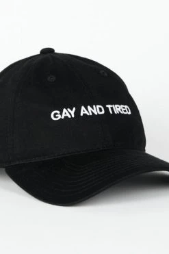 Intentionally Blank GAY AND TIRED Dad Cap Black/White