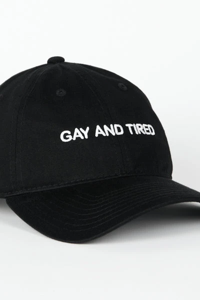 Intentionally Blank GAY AND TIRED Dad Cap Black/White 4 Intentionally Blank GAY AND TIRED Dad Cap Black/White