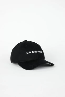 Intentionally Blank GAY AND TIRED Dad Cap Black/White