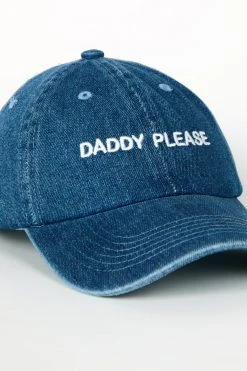 Intentionally Blank DADDY PLEASE Dad Cap Denim/White