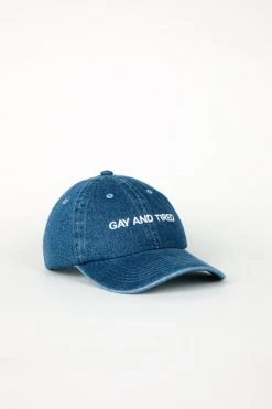 Intentionally Blank ACCESSORIES GAY AND TIRED Dad Cap Denim/White
