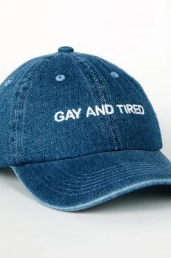 Intentionally Blank ACCESSORIES GAY AND TIRED Dad Cap Denim/White