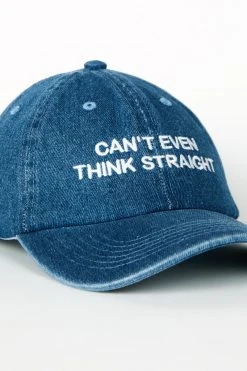 Intentionally Blank CAN'T EVEN THINK STRAIGHT Dad Cap Denim/White
