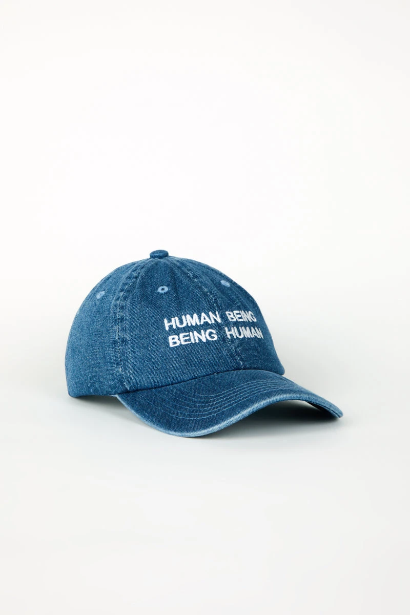 Intentionally Blank ACCESSORIES IT'S HUMAN NATURE Dad Cap Denim White 3 Intentionally Blank ACCESSORIES IT'S HUMAN NATURE Dad Cap Denim White