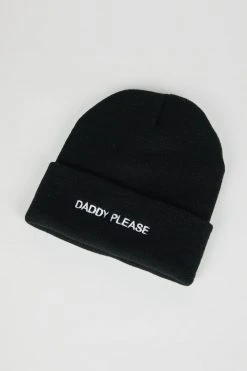 Intentionally Blank ACCESSORIES DADDY PLEASE Knit Beanie Black/White