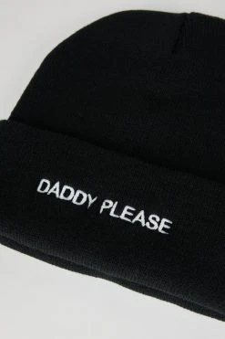 Intentionally Blank ACCESSORIES DADDY PLEASE Knit Beanie Black/White