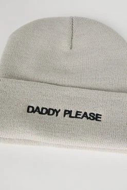 Intentionally Blank ACCESSORIES DADDY PLEASE Knit Beanie Grey/Black