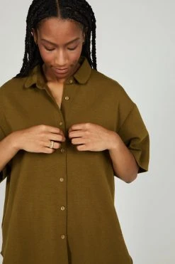 Intentionally Blank NEW ARRIVALS MAUDE KNIT BUTTON UP SET Moss