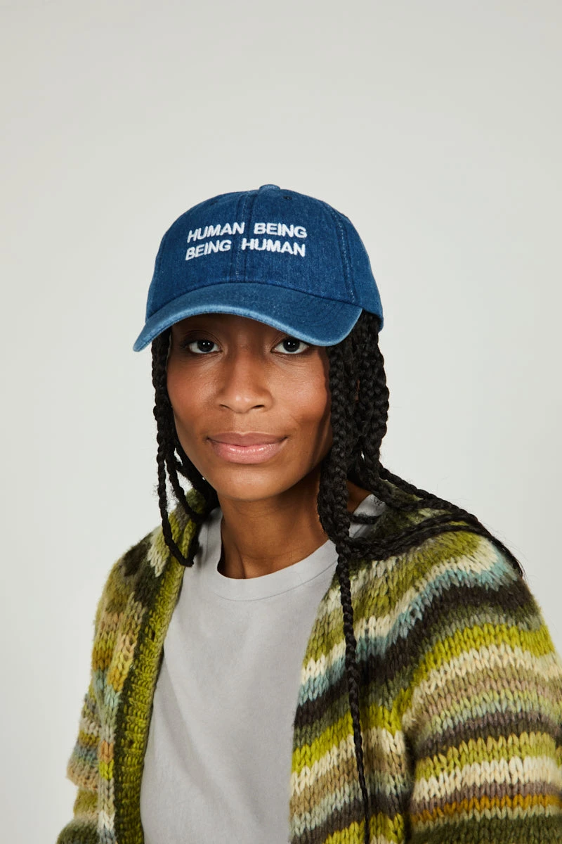 Intentionally Blank ACCESSORIES IT'S HUMAN NATURE Dad Cap Denim White 4 Intentionally Blank ACCESSORIES IT'S HUMAN NATURE Dad Cap Denim White