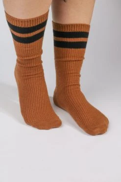 Le Bon GRANDPA VARSITY SOCKS TAWNY BLACK STRIPE LIFELIFE
