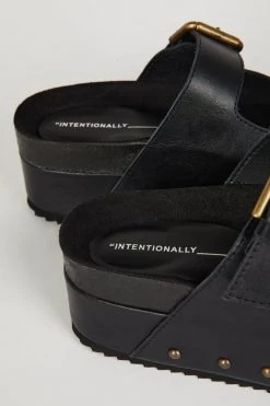 Intentionally Blank COOPER-2 PLATFORM SANDAL Black Leather