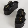 Intentionally Blank COOPER-2 PLATFORM SANDAL Black Leather