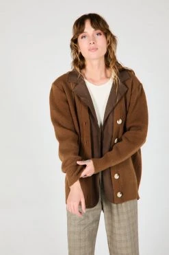 Intentionally Blank DEUX CARDIGAN BROWN