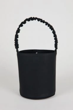 Intentionally Blank ACCESSORIES SCRUNCHIE BUCKET BAG Black Vegan