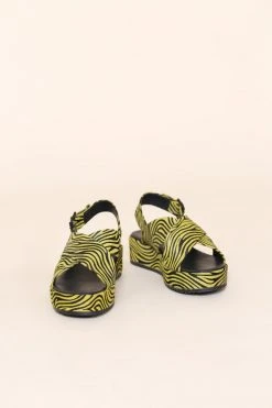 Intentionally Blank SUM FLATFORM SANDAL Lime Zebra SHOES