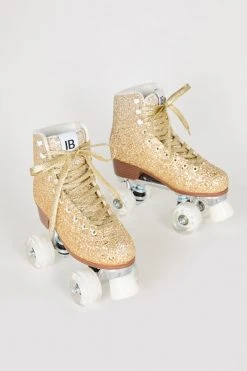 Intentionally Blank PRE-PARTY ROLLER SKATE GOLD GLITTER IB ROLLER SKATES