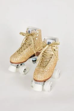 Intentionally Blank PRE-PARTY ROLLER SKATE GOLD GLITTER IB ROLLER SKATES