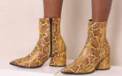 Intentionally Blank LIMA HEELED BOOT Mustard Python 10 Intentionally Blank LIMA HEELED BOOT Mustard Python