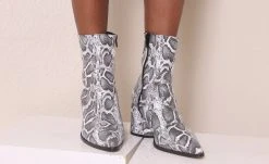 Intentionally Blank SHOES LIMA HEELED BOOT Off White Python
