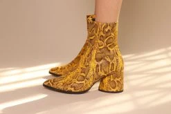 Intentionally Blank LIMA HEELED BOOT Mustard Python