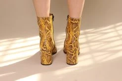 Intentionally Blank LIMA HEELED BOOT Mustard Python 11 Intentionally Blank LIMA HEELED BOOT Mustard Python