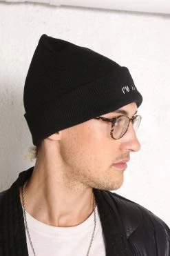 Intentionally Blank IT'S HUMAN NATURE Knit Beanie Black/White