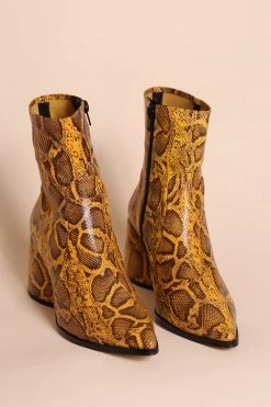 Intentionally Blank LIMA HEELED BOOT Mustard Python