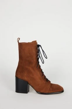 Intentionally Blank POSEY LACE UP HEELED BOOT Whiskey SHOES