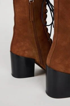 Intentionally Blank POSEY LACE UP HEELED BOOT Whiskey SHOES