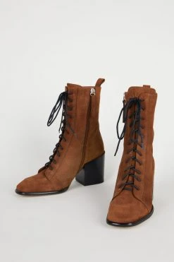 Intentionally Blank POSEY LACE UP HEELED BOOT Whiskey SHOES